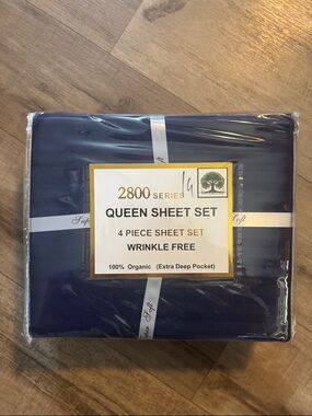 Queen Sheet Set - Navy Wrinkle-Free 4-Piece